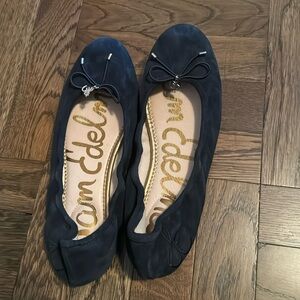 Sam Edelman Velvet Ballet Flats Felicia Sz 8.5 navy Bow Charm